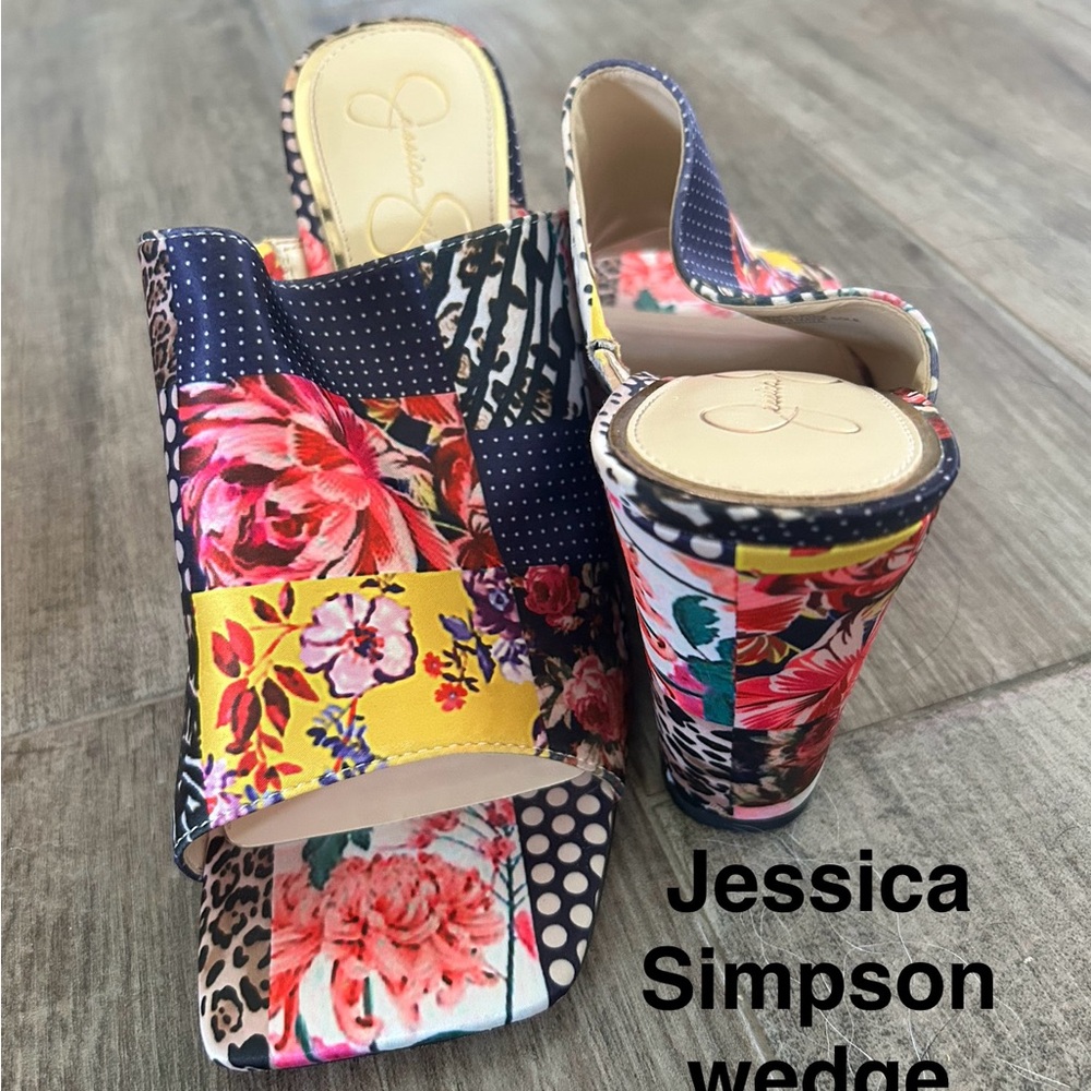 Jessica Simpson Multicolor Patchwork Wedges